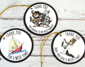 Wild Thing party supplies - Gift Tags, Thank you tags, wild one, wild rumpus