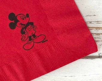 Mickey Mouse Inspired Party Napkins - Set of 25 - 3 ply, 1/4 fold Luncheon napkins - Personalization available