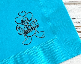 Donald Duck Party Napkins – Hand Stamped Luncheon Napkins, Set of 25