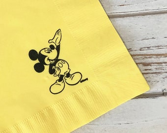 Mickey Mouse Inspired Party Napkins - Set of 25 - 3 ply, 1/4 fold Luncheon napkins