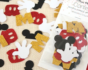 Mickey Mouse Inspired Glitter Confetti - 50 pieces - Table confetti, Party Decorations