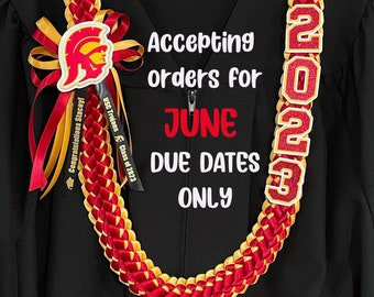 2024 Custom  Graduation Lei customized to any High school or College Grad - custom school logo & colors - Personalized lei