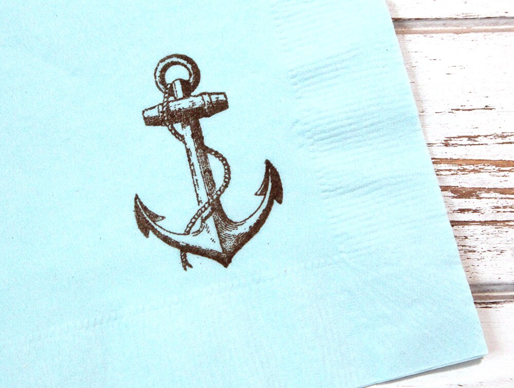 Nautical Party Napkins Set of 25 3 ply 14 fold Luncheon napkins Anchor