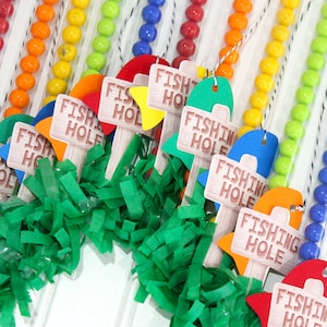 The Big ONE First Birthday, Fishing Pole Candy Favor Wands - Set of 10 - O-Fish-ally ONE, First Birthday, Fishing Birthday, Candy tubes
