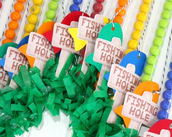 The Big ONE First Birthday, Fishing Pole Candy Favor Wands - Set of 10 - O-Fish-ally ONE, First Birthday, Fishing Birthday, Candy tubes