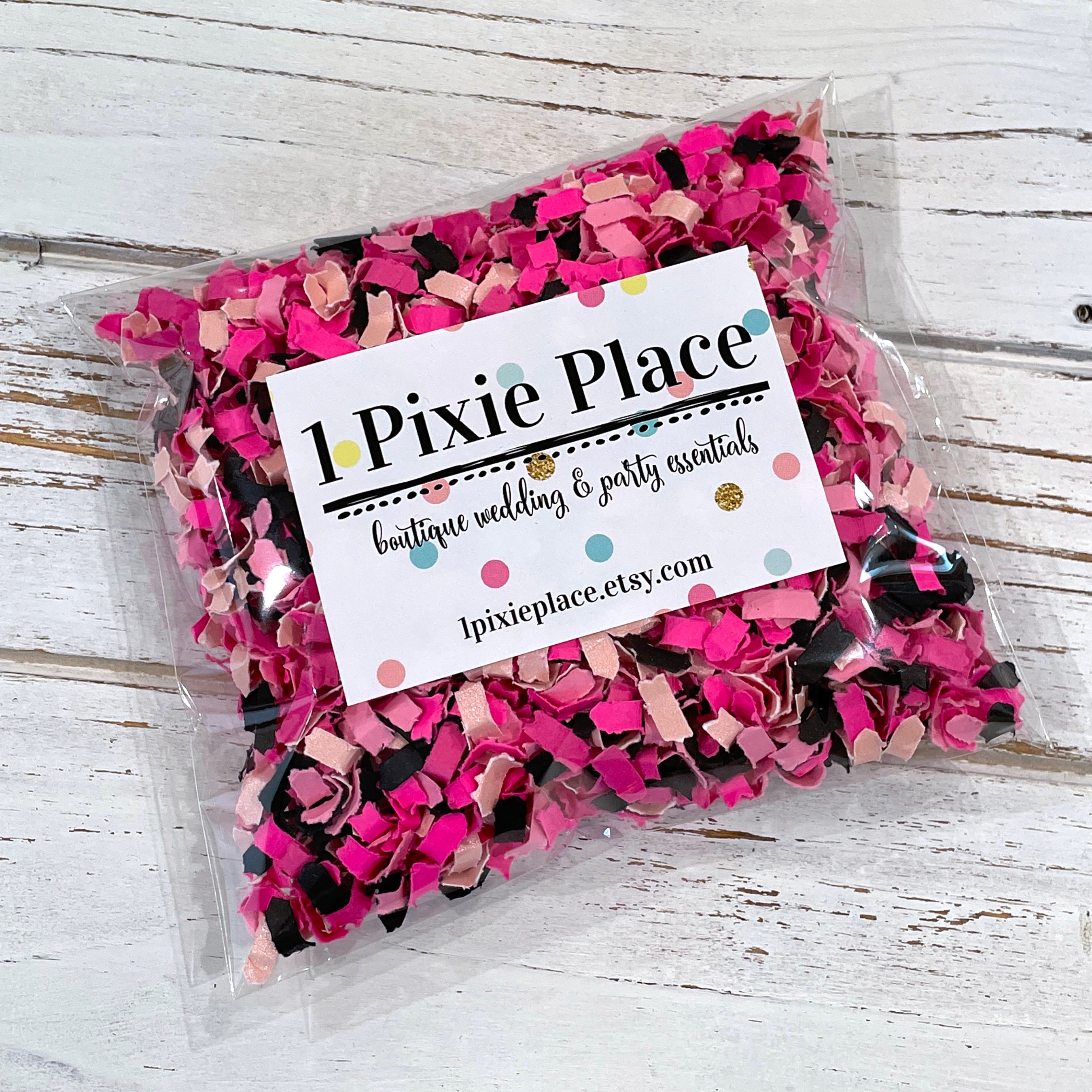 Handmade Paper Confetti Barbie Girl Pink and black Valentines Day Birthday confetti wedding toss gift packaging