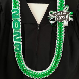 2024 Graduation Leis Double Braided Ribbon Lei Class of 2024 Personalized graduate name, custom school colors satin ribbon lei image 2
