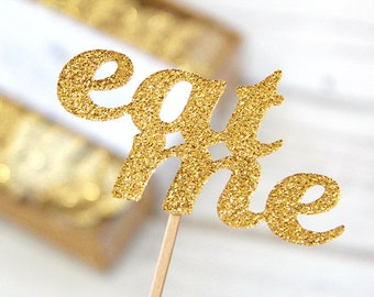 Eat Me Glitter Cupcake Toppers - Set of 12