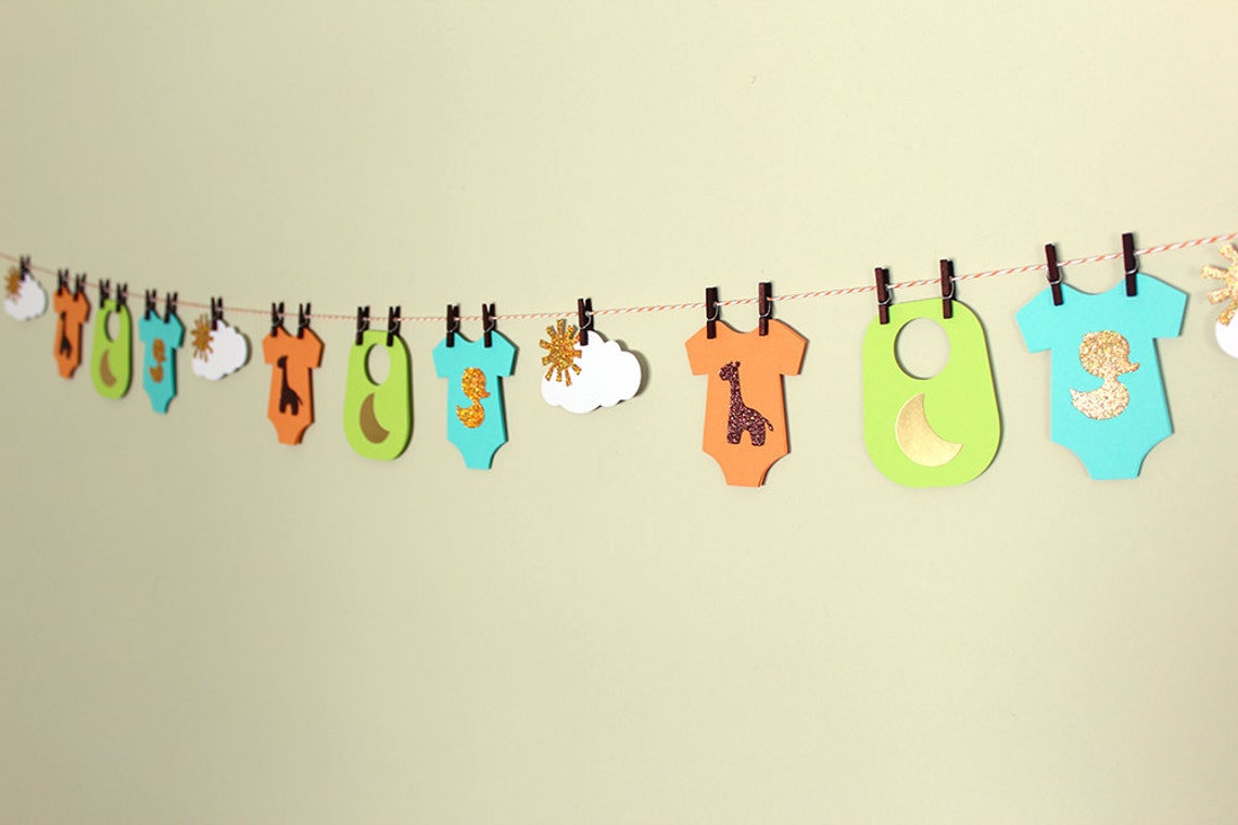 Baby onesie garland Unisex wishes for baby banner Etsy