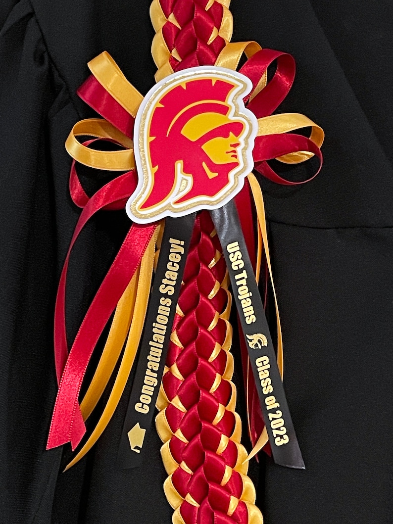 CUSTOM Graduation Lei for any school High School or College grad lei, custom school logo & colors Class of 2024 Personalized image 6