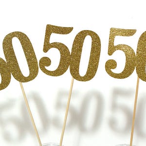 50th, 60th, 90th (SET OF 3) Centerpiece Sticks -  birthdays, anniversary, milestone, happy 50th
