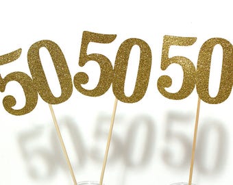 50th, 60th, 90th (Set of 3) Centerpiece Sticks - birthdays, anniversary, milestone, happy 50th