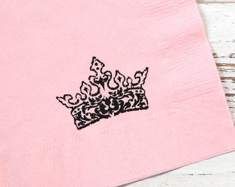 Princess Crown Party Napkins - Set of 25 - 3 ply, 1/4 fold Luncheon napkins