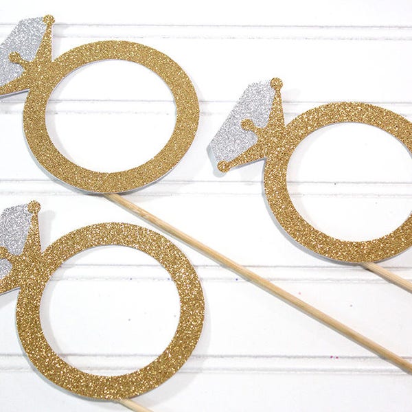 Diamond Ring Centerpiece Sticks - Set of 3 -  Engagement party, bridal shower