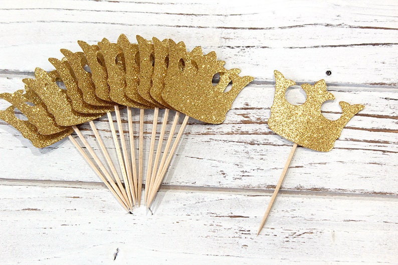 Little Prince Gold Crown Cupcake Toppers Set of 12 Etsy