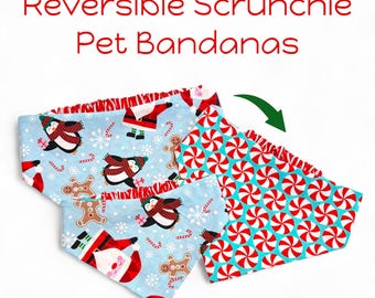 Pañuelo navideño para perros - Diseños reversibles - Sin nudos - Fácil de poner y quitar