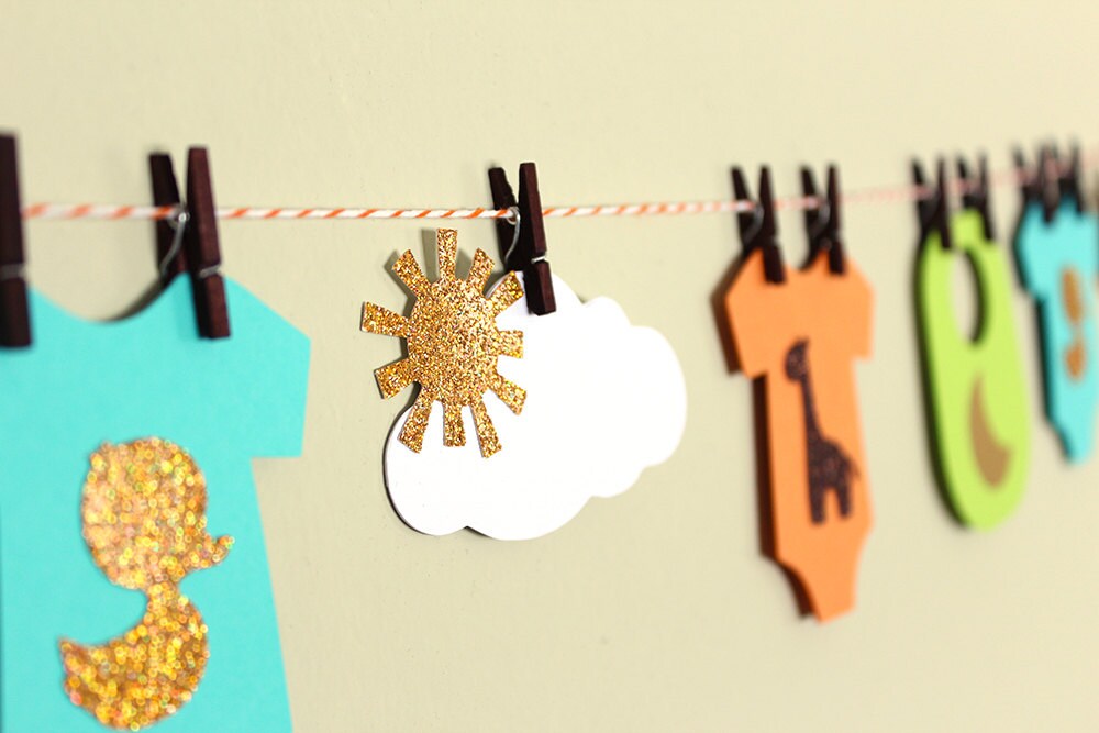 Baby onesie garland Unisex wishes for baby banner Etsy