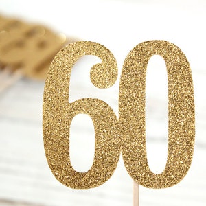 60th Birthday Cupcake Toppers - Set of 12 - birthdays, anniversary, milestone, happy 60th