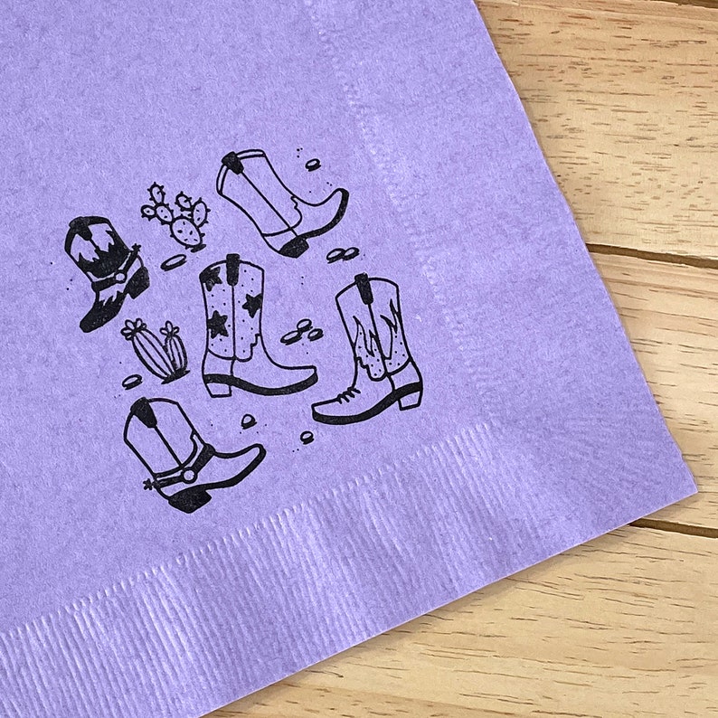 Cowboy Boots Party Napkins Set of 25 3 ply 14 fold Luncheon napkins Personalization available Western theme cowgirl