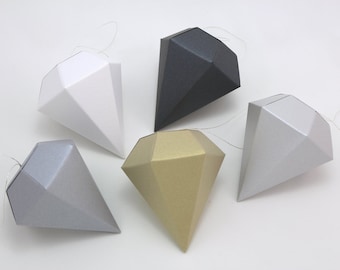 Paper Diamonds - Shimmery Metallics - Set of 5 -  template, pattern, DIY, origami