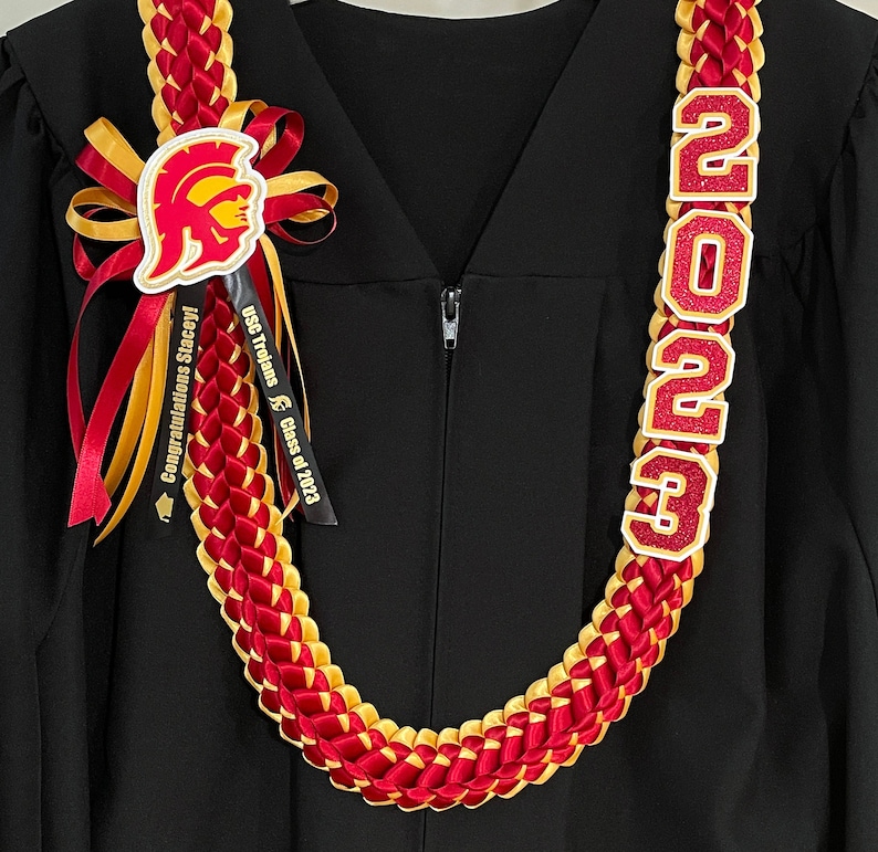 CUSTOM Graduation Lei for any school High School or College grad lei, custom school logo & colors Class of 2024 Personalized image 7