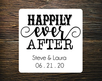 Personalized Wedding Favor Labels - personalized name and date - Set of 20 - 2" round or square labels  - cellophane bags available