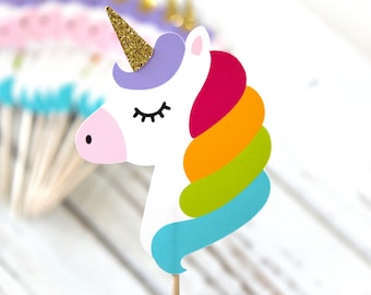 Unicorn Cupcake Toppers - Set of 12