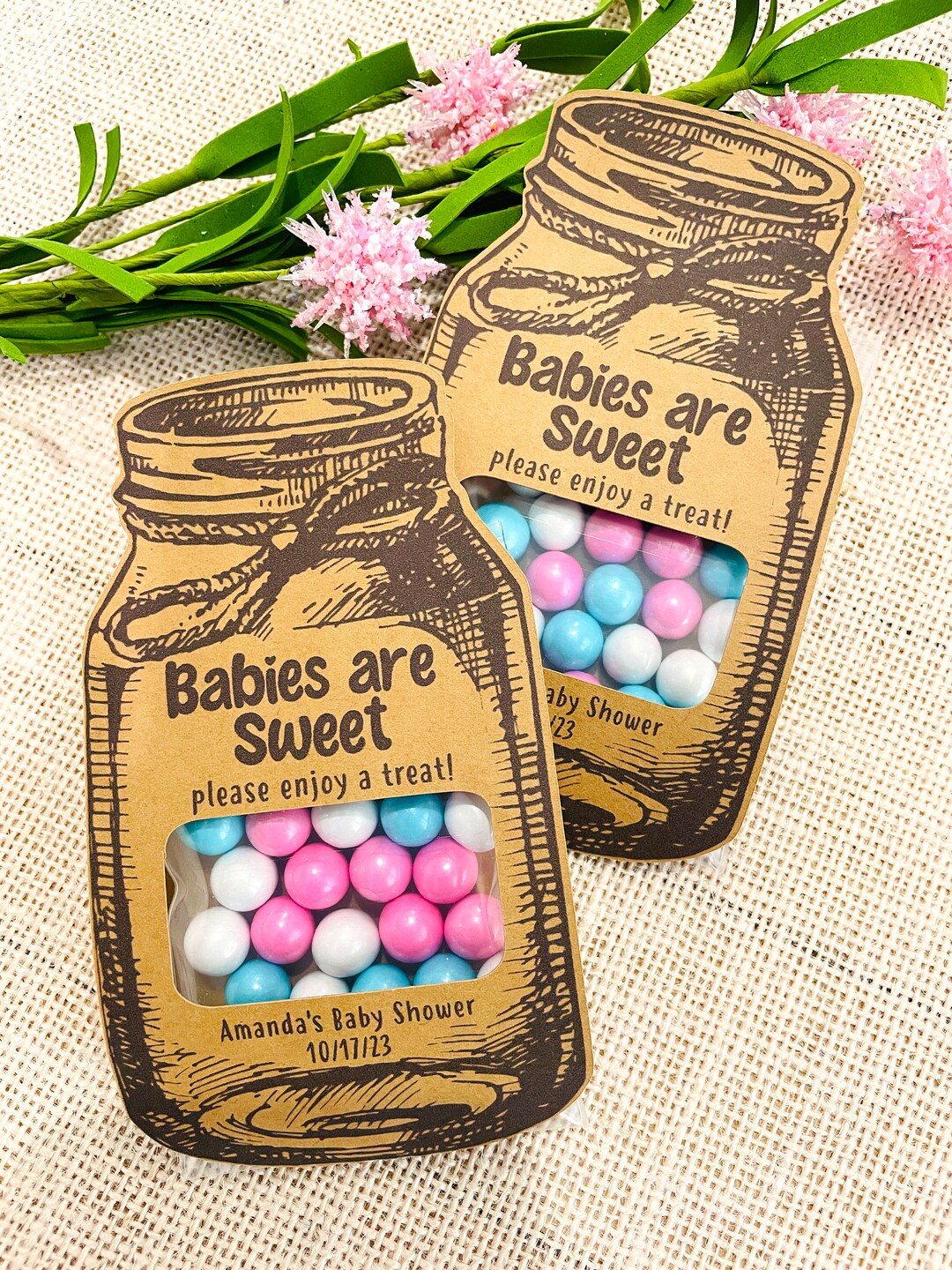 Mason Jar Baby Shower Favors Set of 10 Personalized Candy Favors Kids