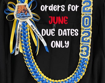 2024 Custom  Graduation Lei customized to any High school or College Grad - custom school logo & colors - Personalized lei