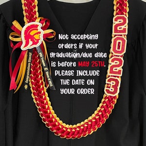 CUSTOM  Graduation Lei for any school - High School or College grad lei, custom school logo & colors - Class of 2024 - Personalized