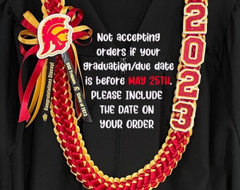 CUSTOM  Graduation Lei for any school - High School or College grad lei, custom school logo & colors - Class of 2024 - Personalized