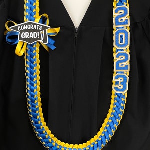 2024 Graduation Leis Double Braided Ribbon Lei Class of 2024 Personalized graduate name, custom school colors satin ribbon lei image 10