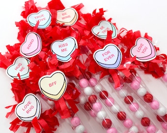 Valentine's Day Candy Favors - Set of 10 - Conversation hearts, valentine candy, valentine party favors