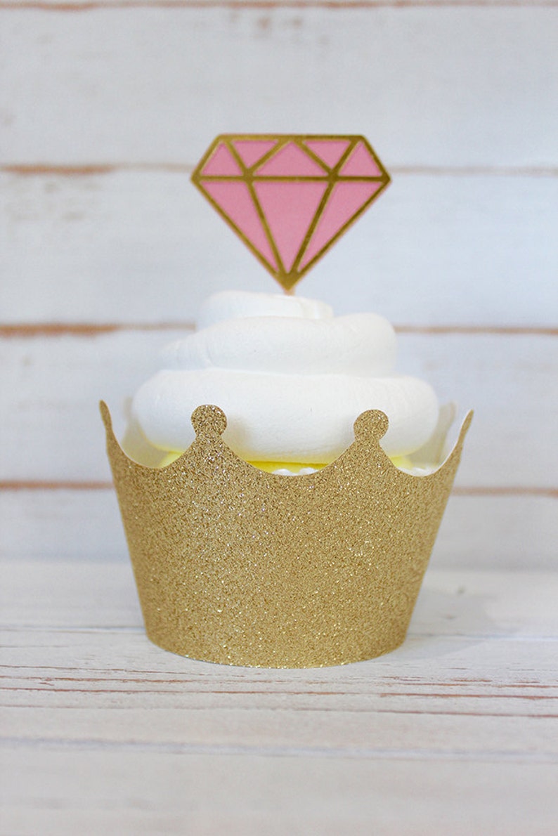 Glitter Crown Cupcake Wrappers Set of 6 Gold or Silver Etsy