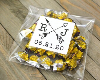 Personalized Wedding Favors - Set of 20 - 2" round or square labels  - cellophane bags available