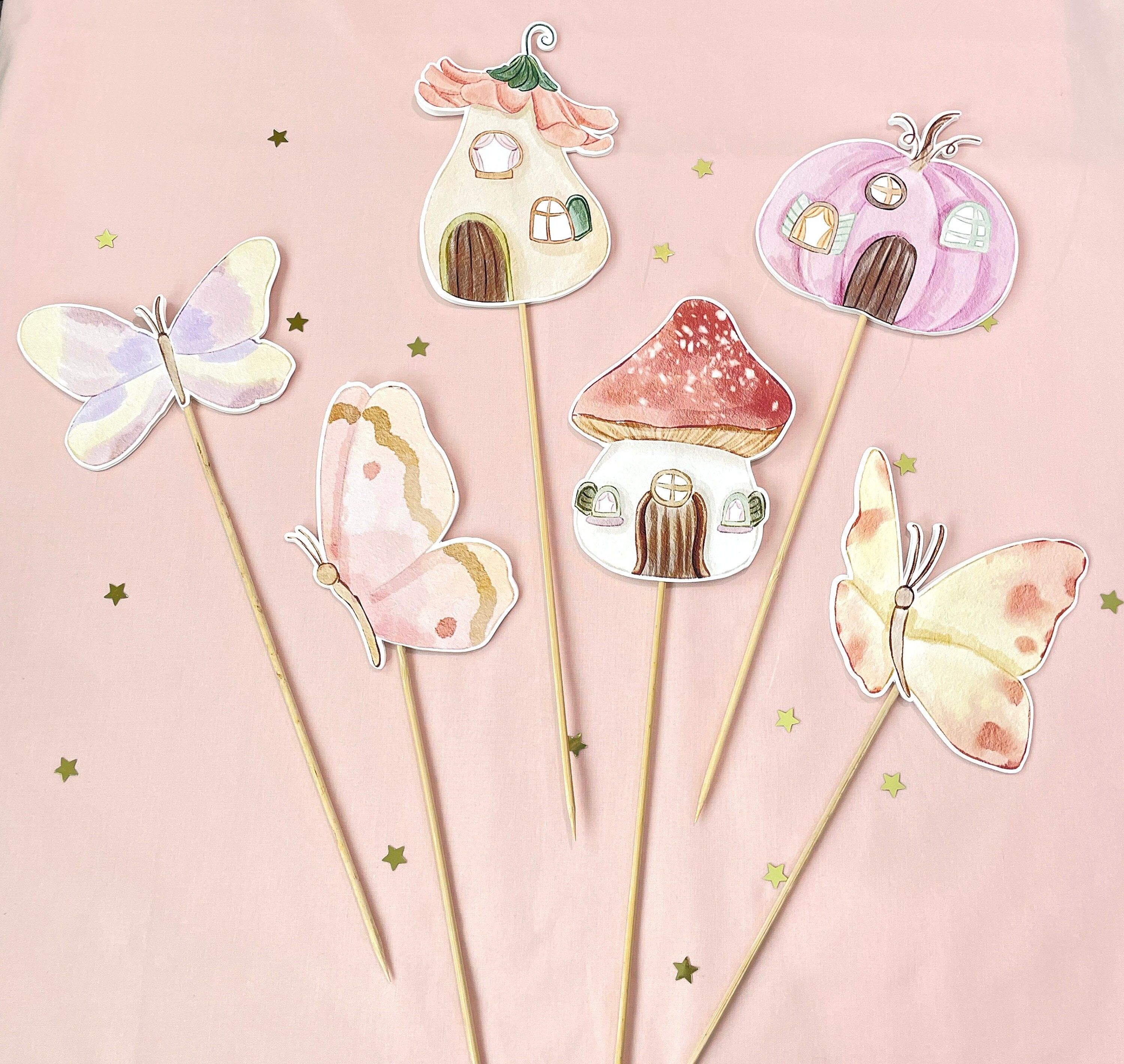 Fairy Elements Centerpiece sticks Set of 6 Double Sided Garden Fairies magical fairies fairy princess fairy birthday parties