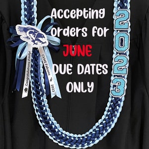 CUSTOM Graduation Lei for any school High School or College grad lei, custom school logo & colors Class of 2024 Personalized image 1