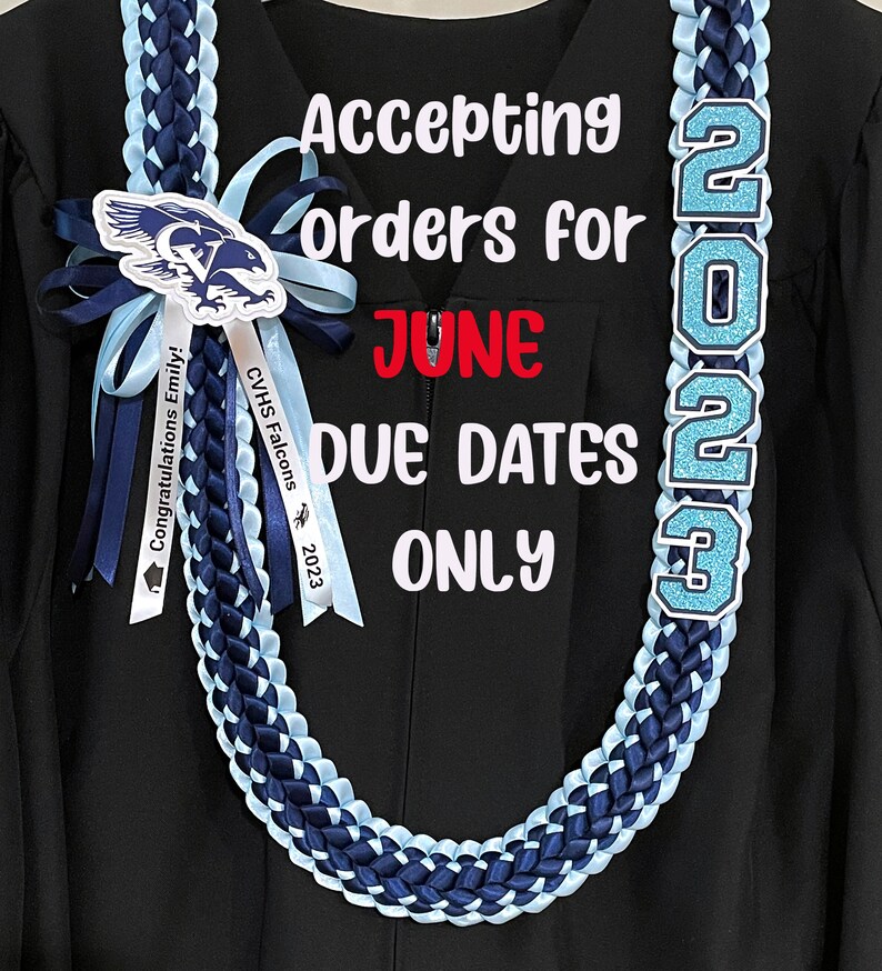 CUSTOM Graduation Lei for any school High School or College grad lei, custom school logo & colors Class of 2024 Personalized image 1