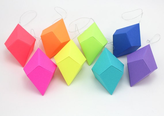 Geometric Paper Gem Ornaments Trapezohedron Neon Bright Rainbow Set of 8  Template, Pattern, DIY, Origami - Etsy