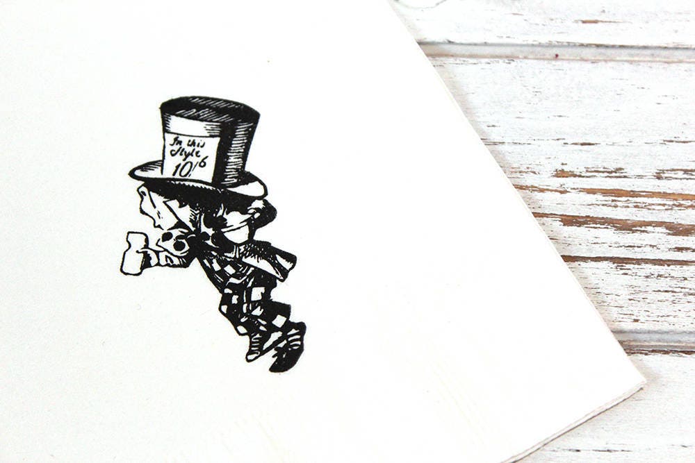 Mad Hatter Tea Party Napkins Set of 25 3 ply 14 fold Luncheon napkins Alice in Wonderland inspired