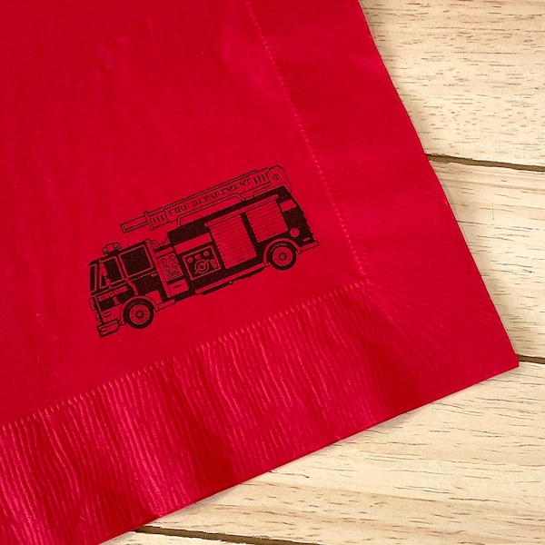 Fire truck Party Napkins - Set of 25 - 3 ply, 1/4 fold Luncheon napkins - Personalization available