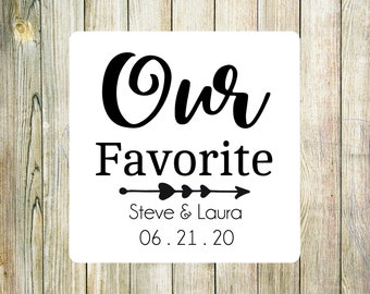 Wedding Favor Labels - HIS/HER Favorite, Our Favorite - 2" round or square labels PERSONALIZED - cellophane bags available