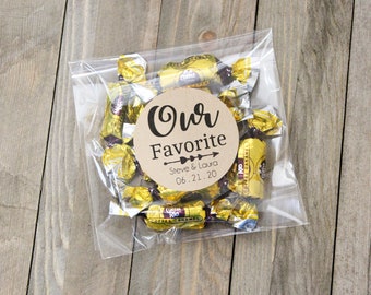 Wedding Favor Labels - HIS/HER Favorite, Our Favorite - 2" round or square labels - Set of 20 (10 His/10Her)