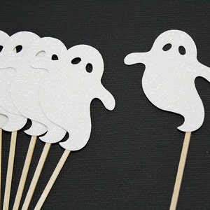 Halloween Cupcake Toppers - (Set of 12) Ghost toppers - Halloween Party decorations