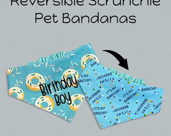 Pañuelo reversible para mascotas – Estilo coletero para cumpleañero/a, fácil de poner y quitar