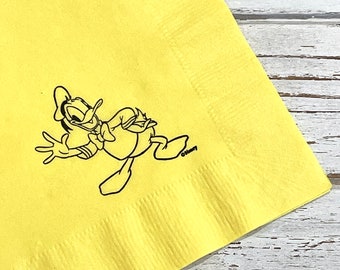 Donald Duck Party Napkins – Hand Stamped, Personalized Set of 25