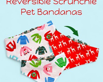 Pañuelo navideño para perros - Diseños reversibles - Sin nudos - Fácil de poner y quitar, suéter feo