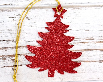 Christmas Tree Gift Tags - Set of 10 - Christmas gift tags, glitter gift tags