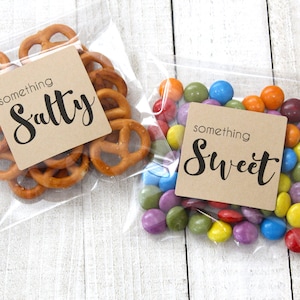 Wedding Favor Labels - Something Salty, Something Sweet - Set of 20 - 2" square labels  - cellophane bags available