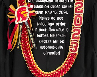 CUSTOM  Graduation Lei for any school - High School or College grad lei, custom school logo & colors - Class of 2024 - Personalized